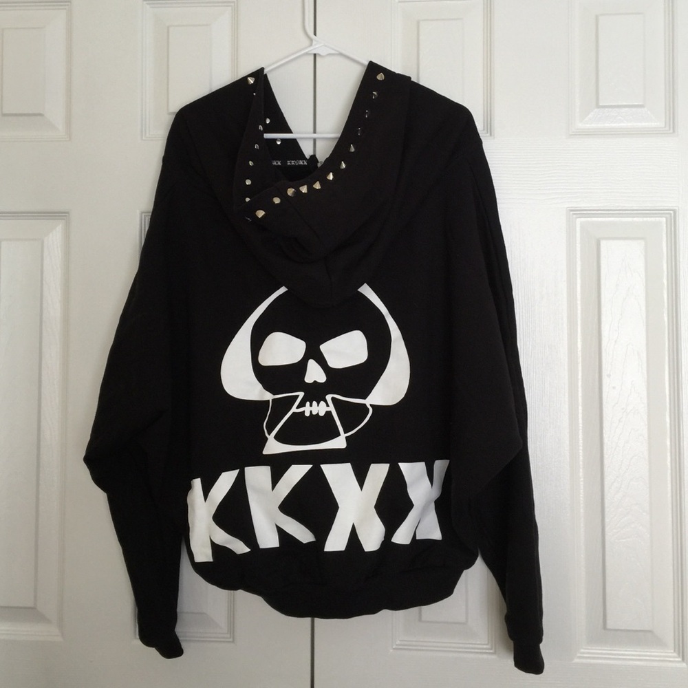 KKXX oversized studded skull hoodie jacket